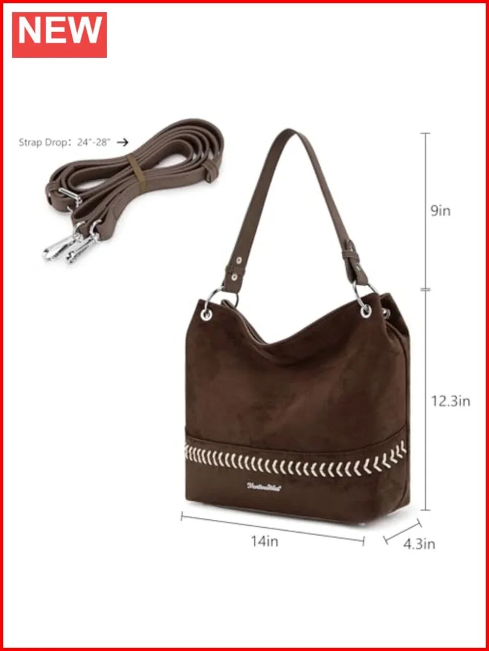 Faux Suede Hobo Bag with Back Pocket, Crossbody Strap
